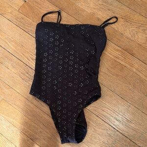 Peony brand Black Eyelet One-Piece Swimsuit
